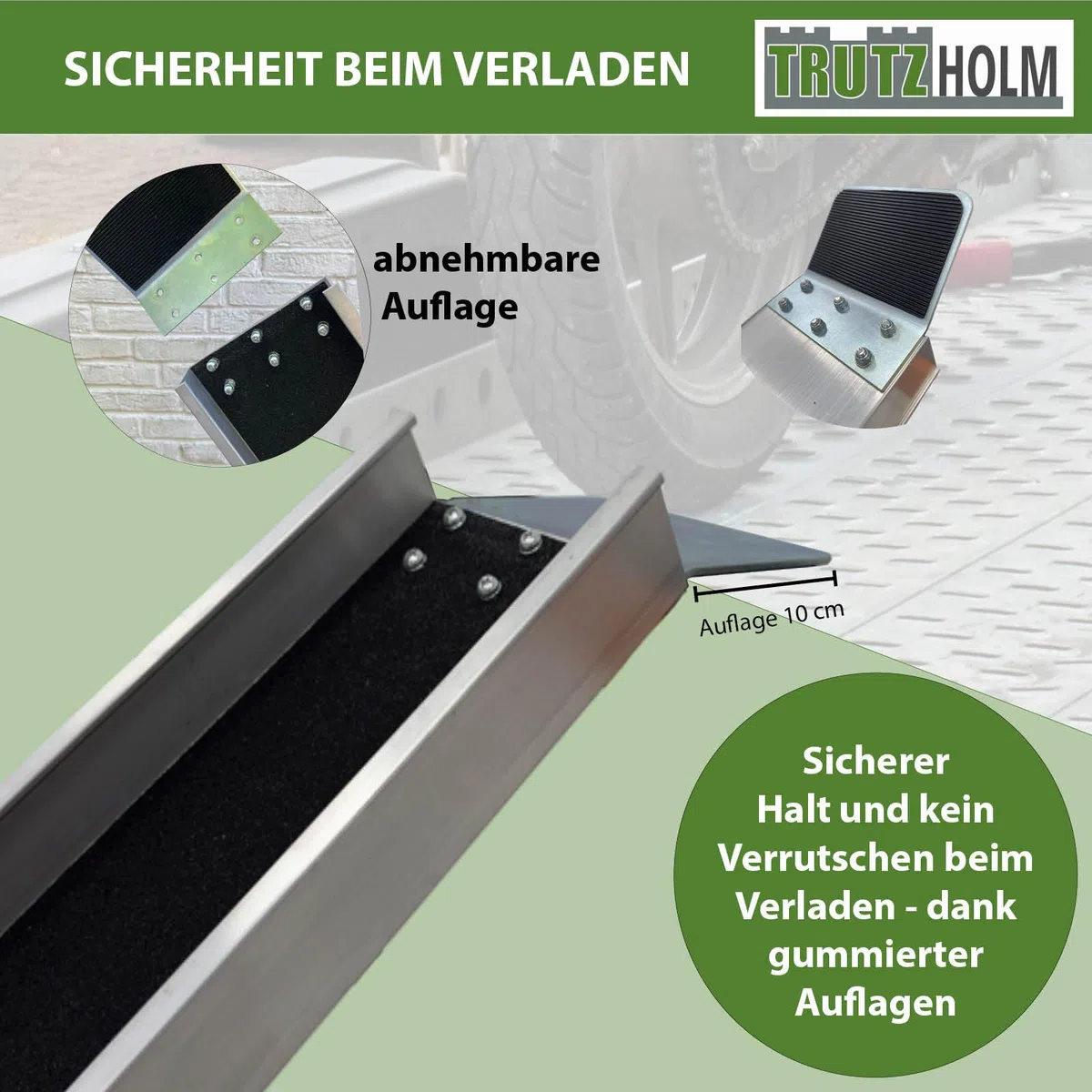 TRUTZHOLM 2X Auffahrschiene Alu Gesamtlänge 194 cm Traglast 50 kg je Rampe Anti-Rutsch Beschichtung Verladeschiene für E-Bike Fahrrad Pedelec Treppenrampe Fahrradrampe Auffahrrampe Fahrrad