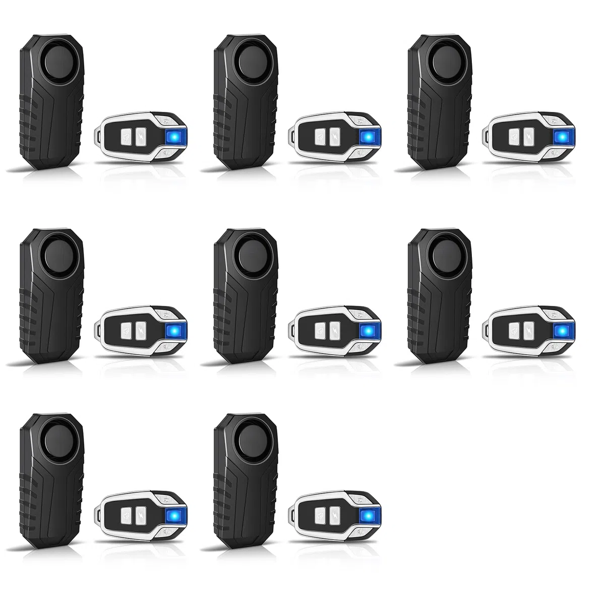 NineLeaf Alarmanlage Fahrrad, Drahtlose Motorrad Fahrrad Alarm, Diebstahlsicherung Alarm Mit Fernbedienung, IP65 Wasserdicht, 113 dB Super Laut, SOS-Funktion, Lautstärkeregelung einstellbar,8PK