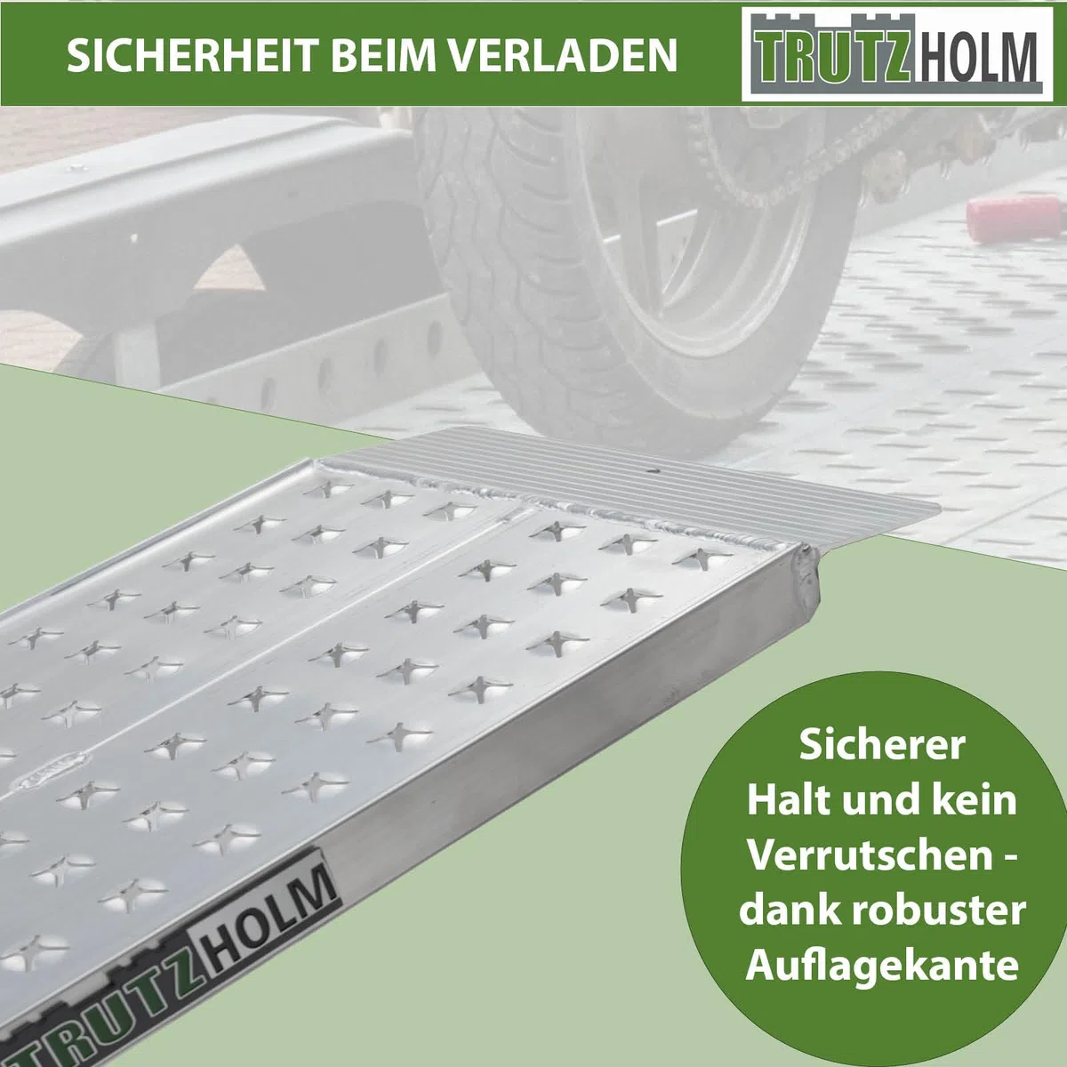 TRUTZHOLM 2X Auffahrrampe Aluminium Gesamtlänge 150 cm Breite 28 cm Traglast 540 kg gelochte rutschfeste Lauffläche Verladerampe Motorradrampe Verladehilfe Rampe für Motorrad Mofa E-Bike Fahrrad