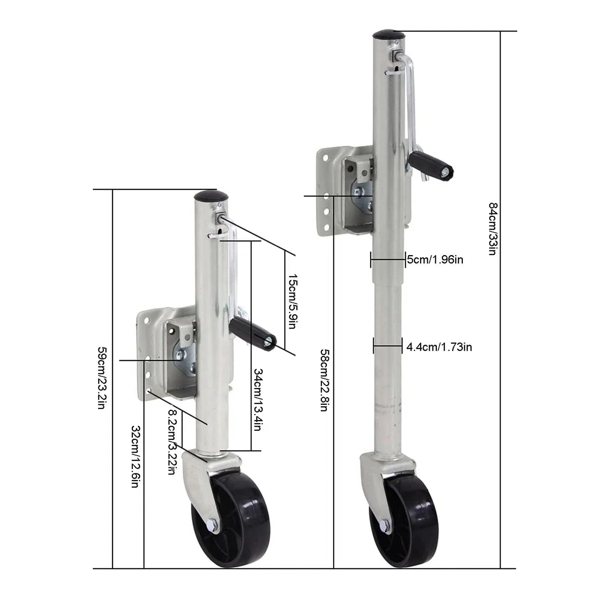 Stützfuß Anhänger Abstellstützen - Schwerlast Anhänger Stützrad, Anschraubbares Stützrad für Anhänger, 15 cm Anhängerräder, vertikale Belastung 450 kg, 25 cm Hub, für Anhänger, Wohnwagen