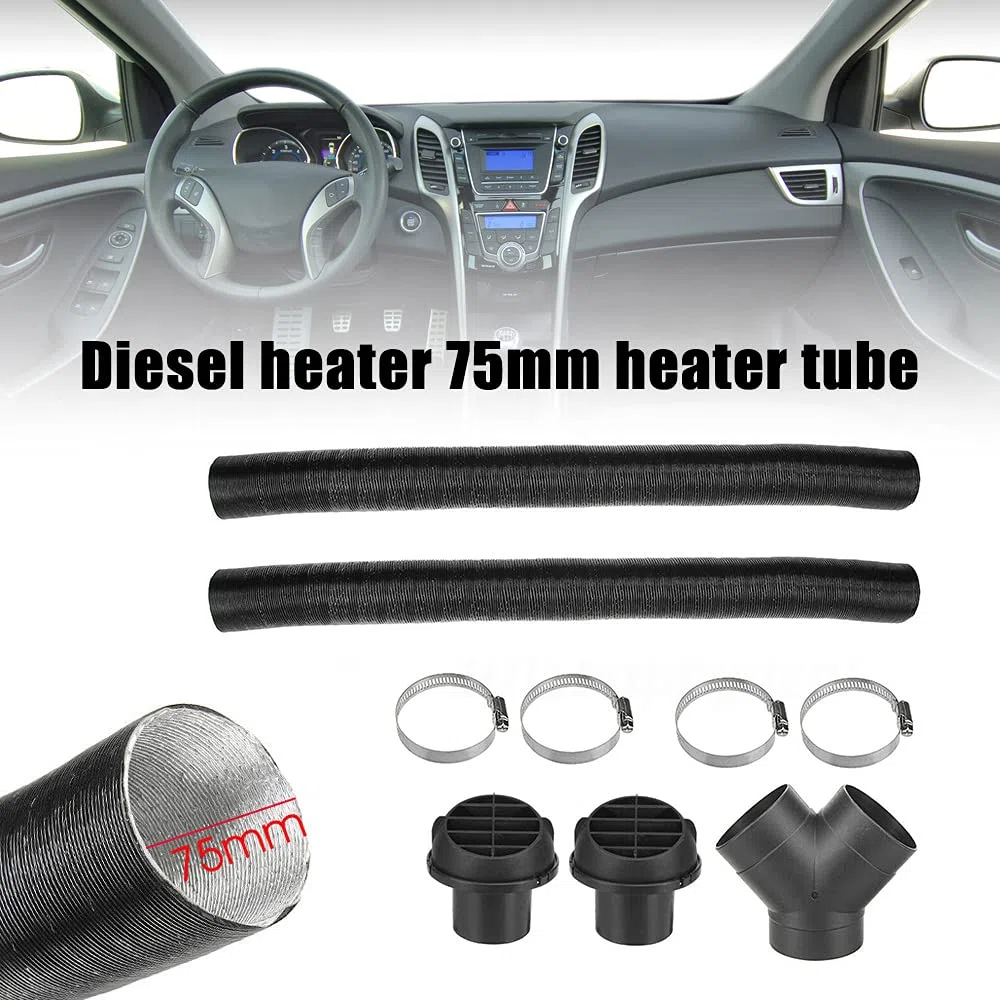 Diesel-Standheizungsset, 75-mm-Heizrohr, Luftauslass, Y-Bogen und Klemmen