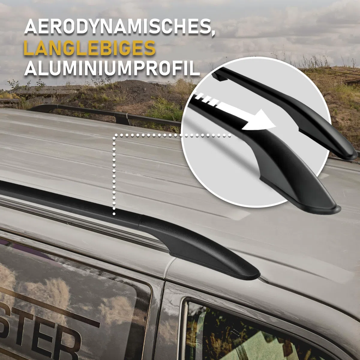 CHROMEMASTER Dachreling Dachträger Kompatibel mit Opel Vivaro 3 Long L2 2014-2019 | Zur Befestigung der Dachgepäckträger, Dachboxen oder Dachfahrradträger | Robuste Konstruktion aus Alu