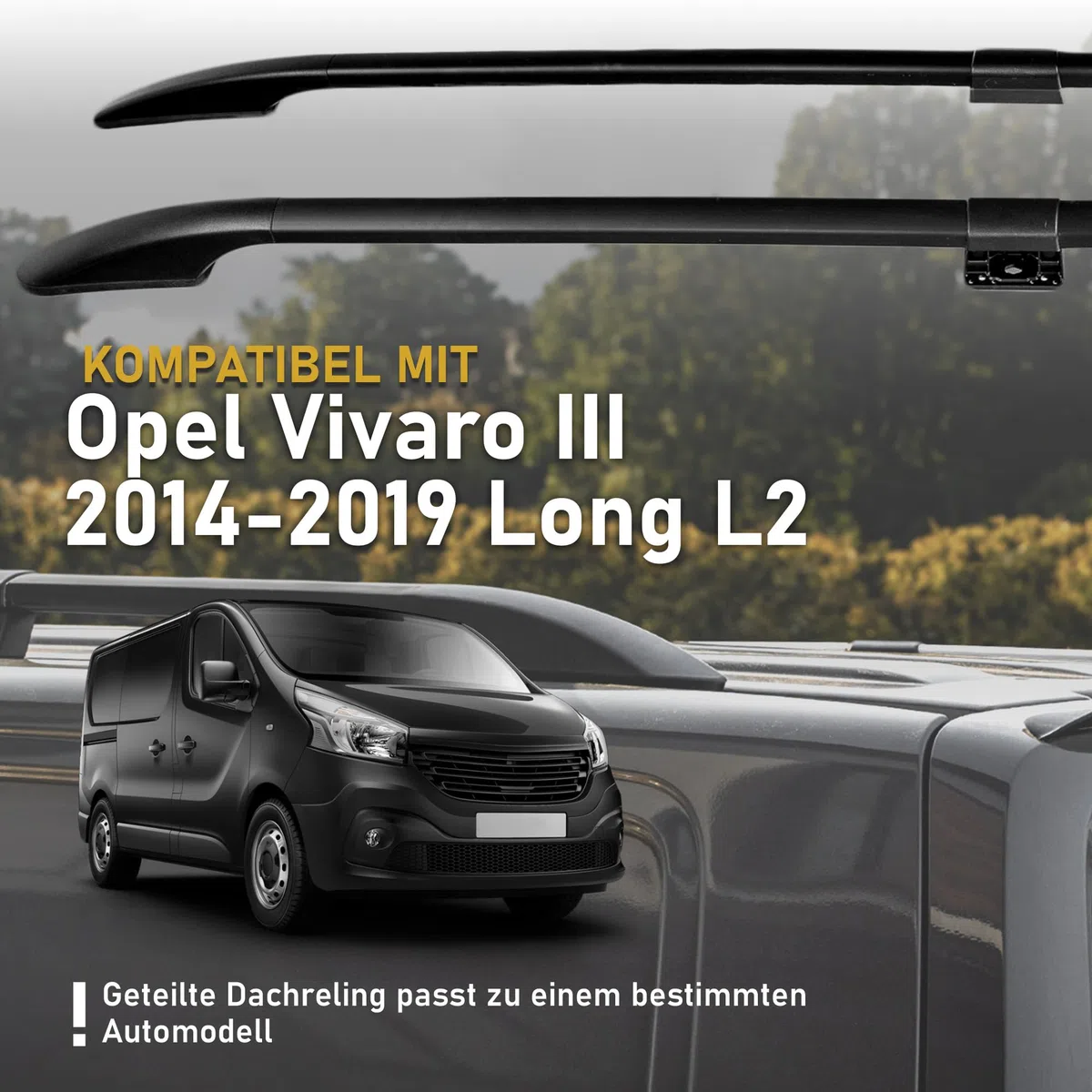 CHROMEMASTER Dachreling Dachträger Kompatibel mit Opel Vivaro 3 Long L2 2014-2019 | Zur Befestigung der Dachgepäckträger, Dachboxen oder Dachfahrradträger | Robuste Konstruktion aus Alu