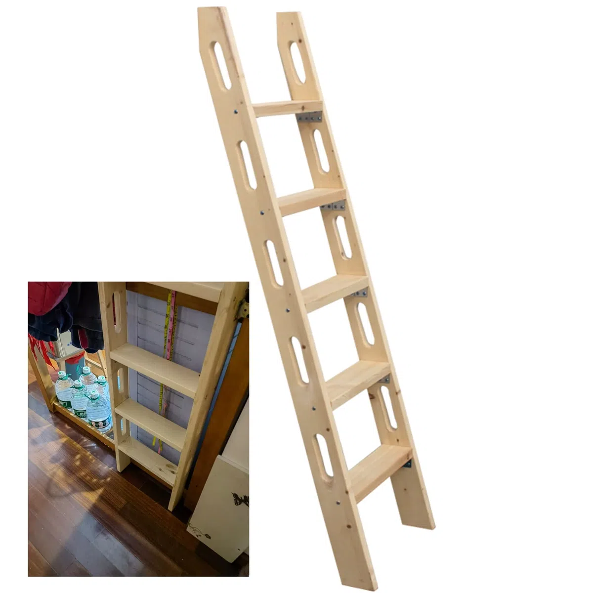 Etagenbettleiter, robuste Leiter/Ersatz, universelle platzsparende Wohnmobilstufe, extra lange Steiglast 200 kg / 440 lbs (Größe: 150 cm/59)