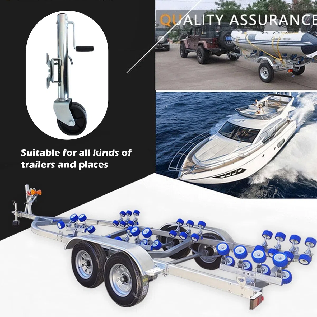 Anhänger Stützrad Halterung - Anhänger Stützrad, Anhänger-Schwenkräder, Hochleistungs-Bootsanhänger-Stützrad Mit 15cm Doppelrädern, Hub 25,4cm, 670kg, Für Boot, Wohnmobil, Yacht, Wohnwagen