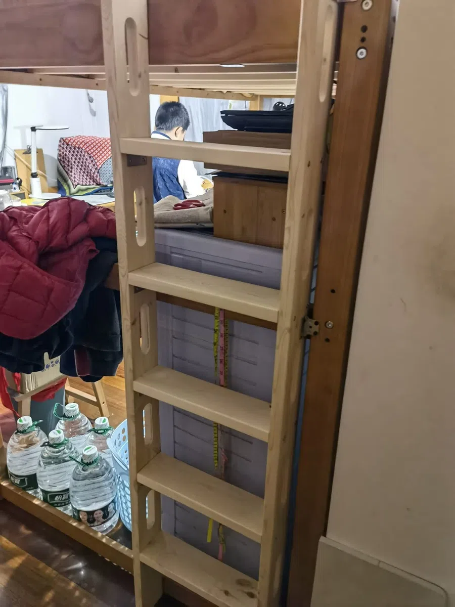 Etagenbettleiter, robuste Leiter/Ersatz, universelle platzsparende Wohnmobilstufe, extra lange Steiglast 200 kg / 440 lbs (Größe: 150 cm/59)